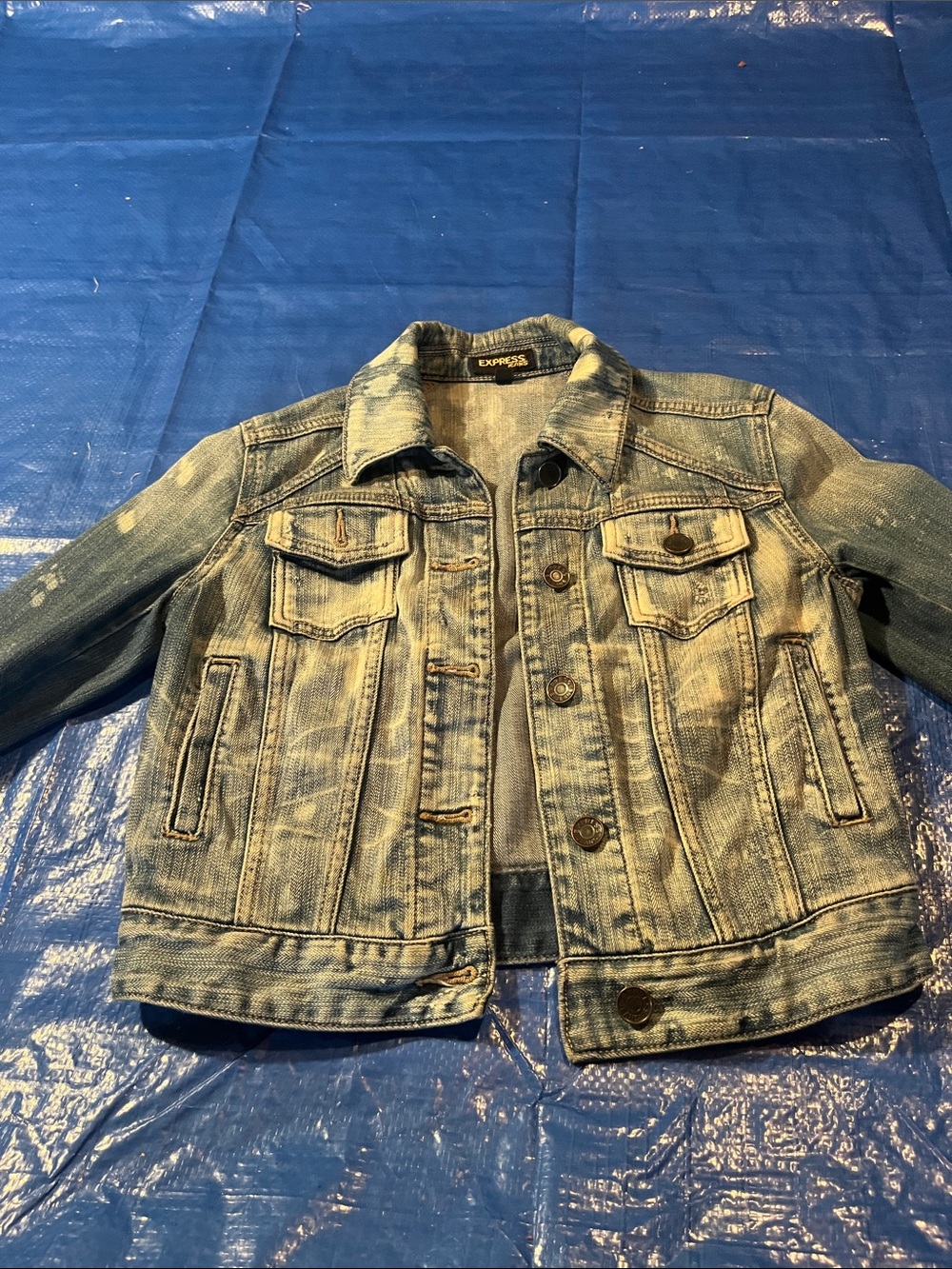 Express Faded Blue Washed Denim Jacket